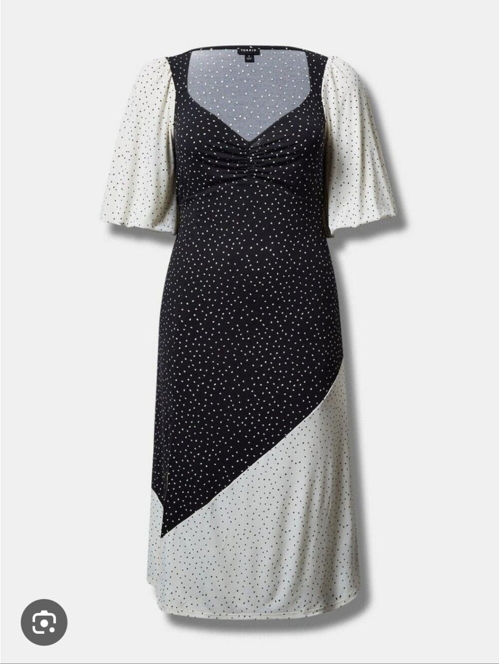 torrid Black & Cream Asymmetrical Polka Dot Maxi Dress